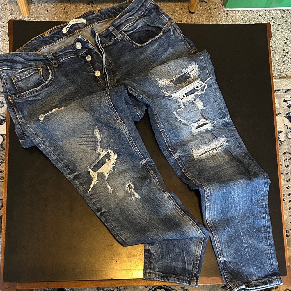 Zara Distressed skinny Blue Jeans
